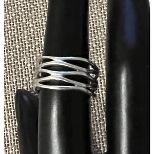 VINTAGE Sterling Silver 925 Openwork Woven Ring Size 6.25